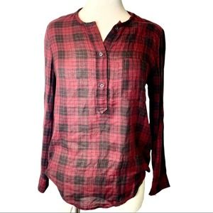 Isabel Marant Etoile Red Plaid Henley Top 38